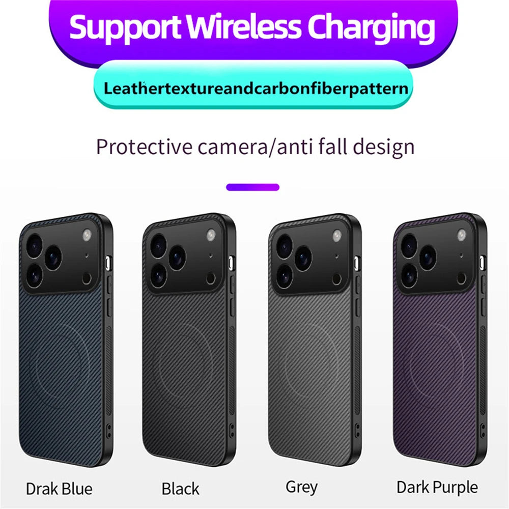 magnetic leather carbon fiber case